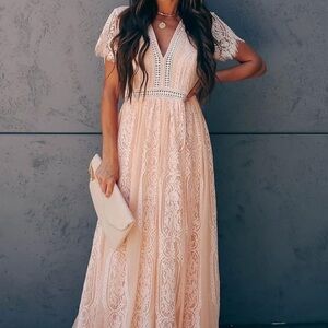 Elegant Lace Maxi Dress in Cream